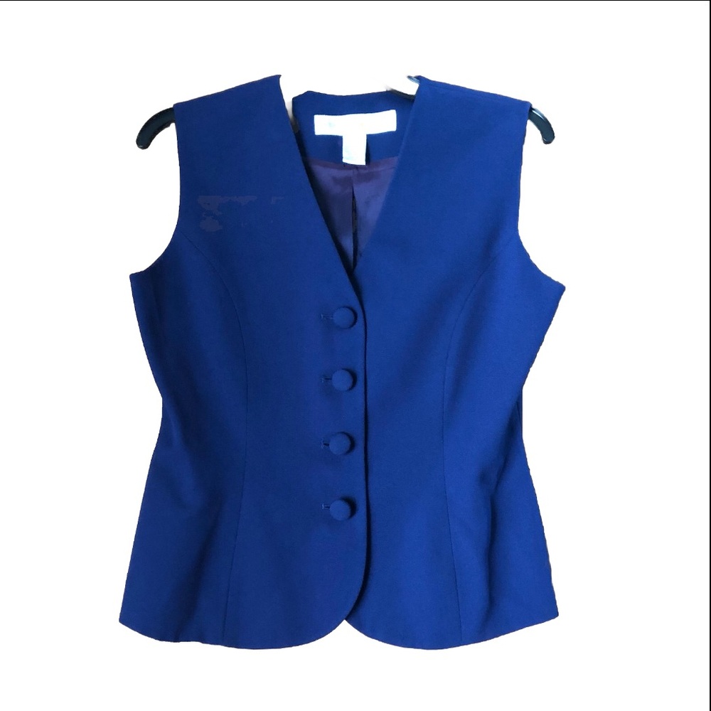 Vintage Preswick & Moore Women’s V-Neck Button Front Crêpe Vest Business - 6